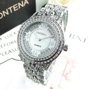 Wristwatches CONTENA 6449 Womens Watches Ladies Stainless Steel Sterling Silver Diamond Watch Water Resistant Quartz Wrist For Women 255j