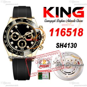 Satış 116518 SA4130 Otomatik Kronograf Erkek İzle Kral Sarı Altın 904L Çelik Siyah Elmaslar Dial Oysterflex kayış 72H Power Reserv Super Edition Puretime PTRX