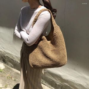 Schulbeutel Mode Stroh Frauen Schulterpapier gewebt weibliche Handtaschen große Kapazität Summer Beach Casual Tote Geldbörsen