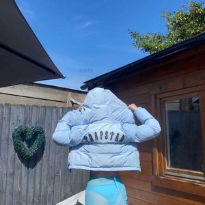 Womens Down Parkas Trapstar Ladies Down Jacket Short Style Sky Blue Gradient Embroidery Mini Drill Uk Dri Parka Outdoor Warm Down Winter Windbreak Jackets Hoodie Ext