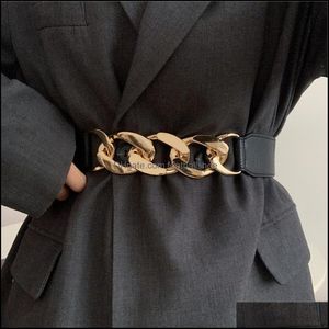 Fashion Aessories Gold Chain Belt Gold Elastic Sier Metal Waist Cinture per le donne Ceiture Femme Stretch Cummerbunds Ladies Coat Kitting Riem 265o