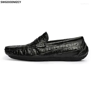 Sıradan Ayakkabı Penny Loafers Men için Timsah 2024 Deri Siyah Kayma Erkekler Zapatos de Hombre Vestir