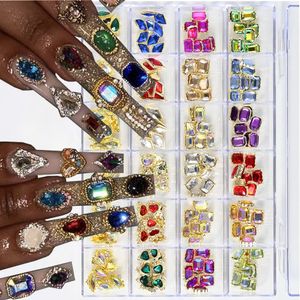 1box240pcs mieszane klejnoty aluminiowe paznokcie urok Diamond DIY luksusowa biżuteria Y2K