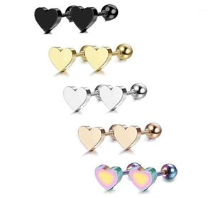 Stud 3 pares de brincos de aço inoxidável Brincos em forma de coração definidos para homens e mulheres prateado preto ouro6392658
