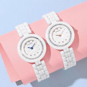 Wristwatches 2021 Arrival Waterproof Ceramic Watch For Women Fashion Elegant Ladies Daily Quartz White Clock Montre Femme Reloj 244h