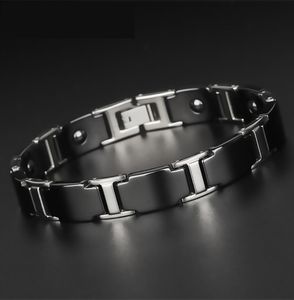 Korean Mens Fashion Popular Health Bracelet Male Ceramic Braclet Black Tungsten Steel Energy Magnetic Therapy Bileklik7503363