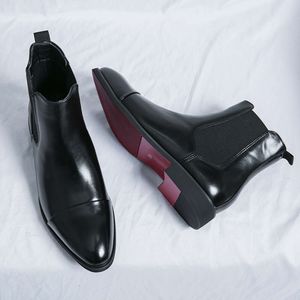 for Red Sole Pu Ankle Business Round Toe Slip-On Mens Boots Free Shipping Size 38-46 Men Shoes