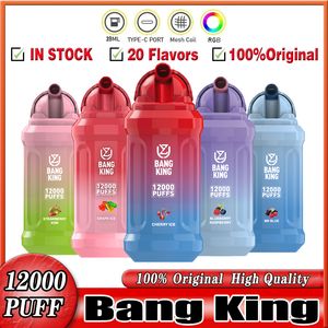 12k Puff Bang King 12000 puffs barer Uzy vapes puff 12k engångsångar penna e cigaretter 23 ml desechable mesh spole före fyllda skidkassettinladdningsbart batteri