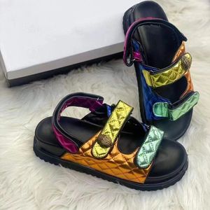 KURT GEIGER Sandals Women Slippers Eagle Head Diamond Buckle Sandal Designer Hardware Outdoor Flat Heel Ladies Sandale Colorful