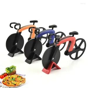 Bakningsverktyg Pizza Cutter Rostfritt stål Bicycle Shape Wheel Bike Roller Chopper Slicer Pizsa Cutting Knife Kitchen Tool