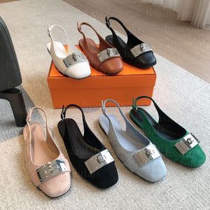 Sandały designerskie obcasy balet baletki eather eather niewinne obcasy slingback buty sukienki ślubne Sprężyna jesienna biuro okrągła głowica płaska sukienka