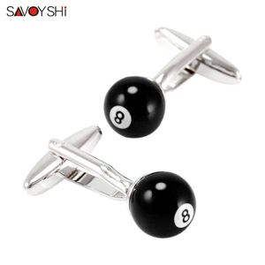 커프 링크 Savoyshi Black 8 Billiards CuffLinks Mens 셔츠 커프 단추 액세서리 패션 볼 커프 단추 파티 결혼 선물 Q240508