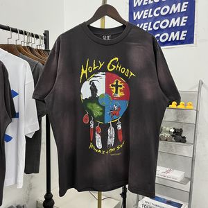 Washed T-shirt Men Women High Quality Vintage Printing Short Sleeved T Shirts Top Tees 2024ss