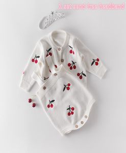 Śliczna Cherry Baby Girl 2pcs Zestawy 2020 Walentynki Sweter z długimi rękawami płaszcz Romper Princess Outfits Ubrania dla dzieci 02Y E860231446667