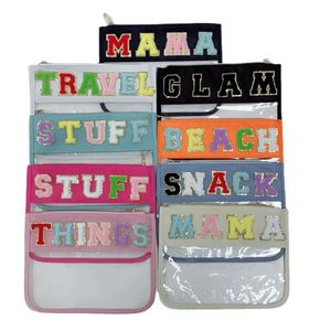 Chenille Clear Makeup Embroidery Letter Bag PVC Patch Stuff Waterproof Storage Bags Valentines Day Gifts s