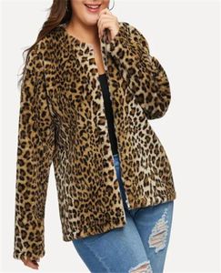 Louse Leopard Print Wool Fur Fur Coats Winter Plus Size XL5XL Long Sleeve Sleve O.