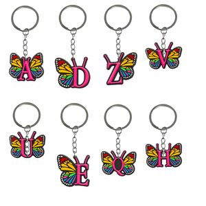 Principais anéis letra Butterfly Keychain Mini Keyring fofo para os prêmios de aula Chaves de chaves da cadeia garoto de menino