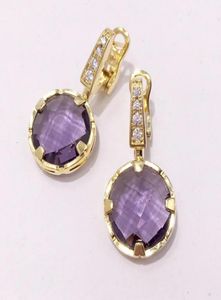 Akcesoria mody Piękne miedziane diamondstudddded Fourclaw Purple Gem Ear Clip Kolczyki 9120788