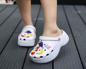 Hot Sale-Summer Women Platform Sandals Garden Cartoon Fruit Shoppers Slip Slip On Girl Beach Shoes Fashion Slides Two Wear4248644