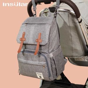 Bolsas de fraldas insulares backpack saco de mamãe de grande capacidade Mãe bebê bebê multifunção impermeabiliza bolsas de fraldas de viagem para cuidados com o bebê T240509