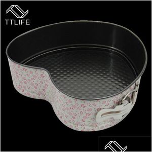 Cake Tools Ttlife 3 Pcs Flower Pattern Non-Stick Pan Baking Mold Decorating Tool Square Round Heart Live Bottom Buckles Drop Deliver Dhpx7