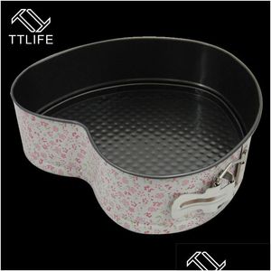 Cake Tools Ttlife 3 PCS Flower Mönster Non-Stick Pan Baking Mögel Dekoration Tool Square Round Heart Live Bottom Buckles Drop Deliver DHPX7