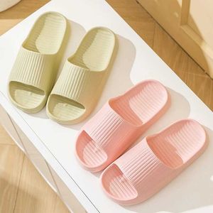 Slippers New Summer Concise Couple Indoor Non-slip Soft Slides Lithe Cosy Sandals Men Mule Women Shoes Ladies Home Flip Flops H240514