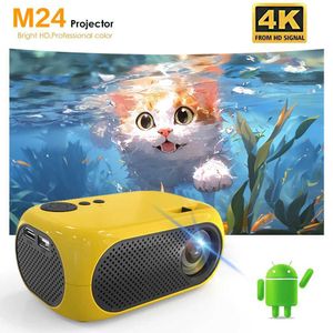 プロジェクターM24 MINI 4K HD LEDプロジェクターAndroid 11.0 Bluetooth WiFi 6.0 BT5.0 1920 * 1080pオートマチックフォーカスホームシアター屋外ポータブルプロジェクターJ240509