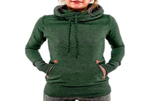 Donne felpe con cappuccio Felpa casual maniche lunghe calde pullover di colore solido a sfioro con cappuccio con cappuccio Cappello spesso tasca per caduta 1843940