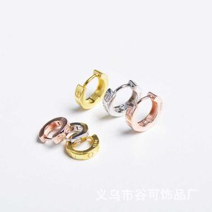 High quality and expensive design earrings S925 body silver 18K genuine gold ear bone nails small with cart original earring