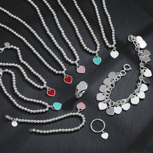 s925 beaded pendant necklace bracelets love ring multi-heart bracelet designer jewelry 228K