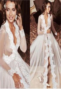 Lässige Kleider 2021 Sexy Deep Vneck Frauen Langes Kleid Mode Spitze bloße Meshärmel Damen durch weiße Hochzeits Vestido8828280