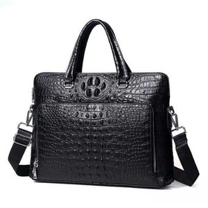 Luxur Design Mens Portcase äkta läder bärbara dokumentfodral Fashion Attacer Messenger Bag Tote Portfolio Black Crocodile LJ201012 229J