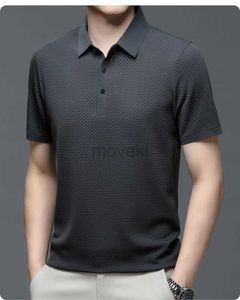 メンズドレスシャツ夏の新しいメンズアイスシルクホローショートスリーブポロシャツメンズTシャツブランド衣料品ビジネスレジャー