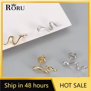 Studörhängen Punk 925 Sterling Silver Small For Women Fashion Animal Snake Shaped Gold Jewelry