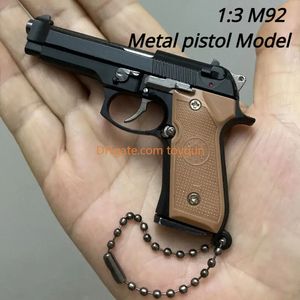 1:3 Scale Alloy M92 Pistol Mini Gun Metal Keychain M92 Pistol Keychain Fidget Toy PUBG Gun Toy Gift Pubg Decoration Toys Gifts for Boys Adult Collection Gifts