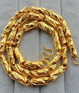 Геометрия Сплошное ожерелье Классика 18 -каратного желтого золота, заполненного 7 мм, тяжелые мужские украшения, подарки 60cm8064365