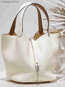 Оригинал 1: 1 hremms ручной работы дизайнерские сумки для роскошных брендов для женщин пикотин овощная корзина 18 крем -белая кожа