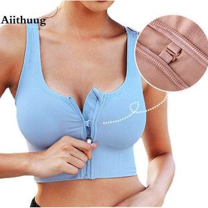 KG2Z Active Unterwäsche Aiithuug Reißverschluss Hook Yoga Bra Bounce Control Fitnessstudio BH Training BHs Fitness Running Top Elastic Spandex Soft BHs Crop Tops Active D240508