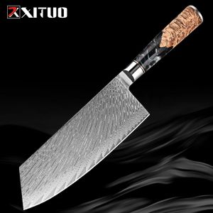 XITUO 7 inch Meat Cleaver Chef Knife Japanese VG10 Steel Sharp Knife Multipurpose Kitchen Cooking Vegetable Cutting Knife