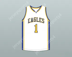 Custom Nay Youth/Kids Klay Thompson 1 Santa Margarita Catholic High School Eagles White Basketball Jersey 2 Top Sched S-6xl