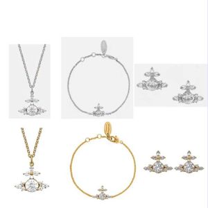 Brand Westwood Bransoletka Saturn Water Diamond High End Pełny światło luksusowy damski mody łańcuch naszyjnika ozdobna ozdoba z logo