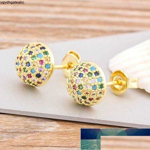 Stud Top Quality Colorf Copper Zirconia Earrings For Women Rainbow Jewelry Ladies New Trends Fashion Gift Factory Price Expe Dhgarden Dh0We 45TM