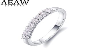 AEAW 14K 화이트 골드 025ctw 2mm DF 라운드 컷 약혼 wedding Moissanite Lab 성장 여성용 다이아몬드 밴드 링 Y01224160628