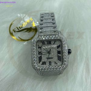 Hip Hop Mens Iced Out Branded Anpassad inställning VVS Moissanite Watch