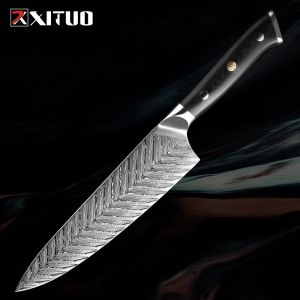 Xituo Chef Japanese Chef Faca de Razor de 8 polegadas Faca de cozinha 67 Camadas Damascus Fliacing Knife Black G10 Holdre Sashimi Knife