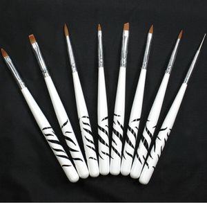 Whole8PCS Manicure Målningsverktyg Set Crystal Carved Potherapy Nail Pull Chien Brush Pen Zebra Whole M019077412161