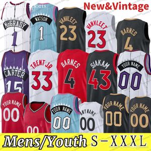 Homens retro crianças Vince Carter Jerseys Basquete Pascal Siakam Fred Vanvleet Tracy McGray Will Barton Tamanho S-xxxl Ed