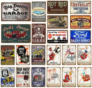 Rod Garage Decor Vintage Metal Tin Signs Classic Car Motor Battery Tools Wall Art Plate Shabby Chic målning Plack6697933