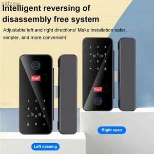 Smart Lock Biometric FingerPrint Glass Door Lock Office Electronic Smart Card Lock med fjärrkontroll WiFi Gateway Keyless Entry WX